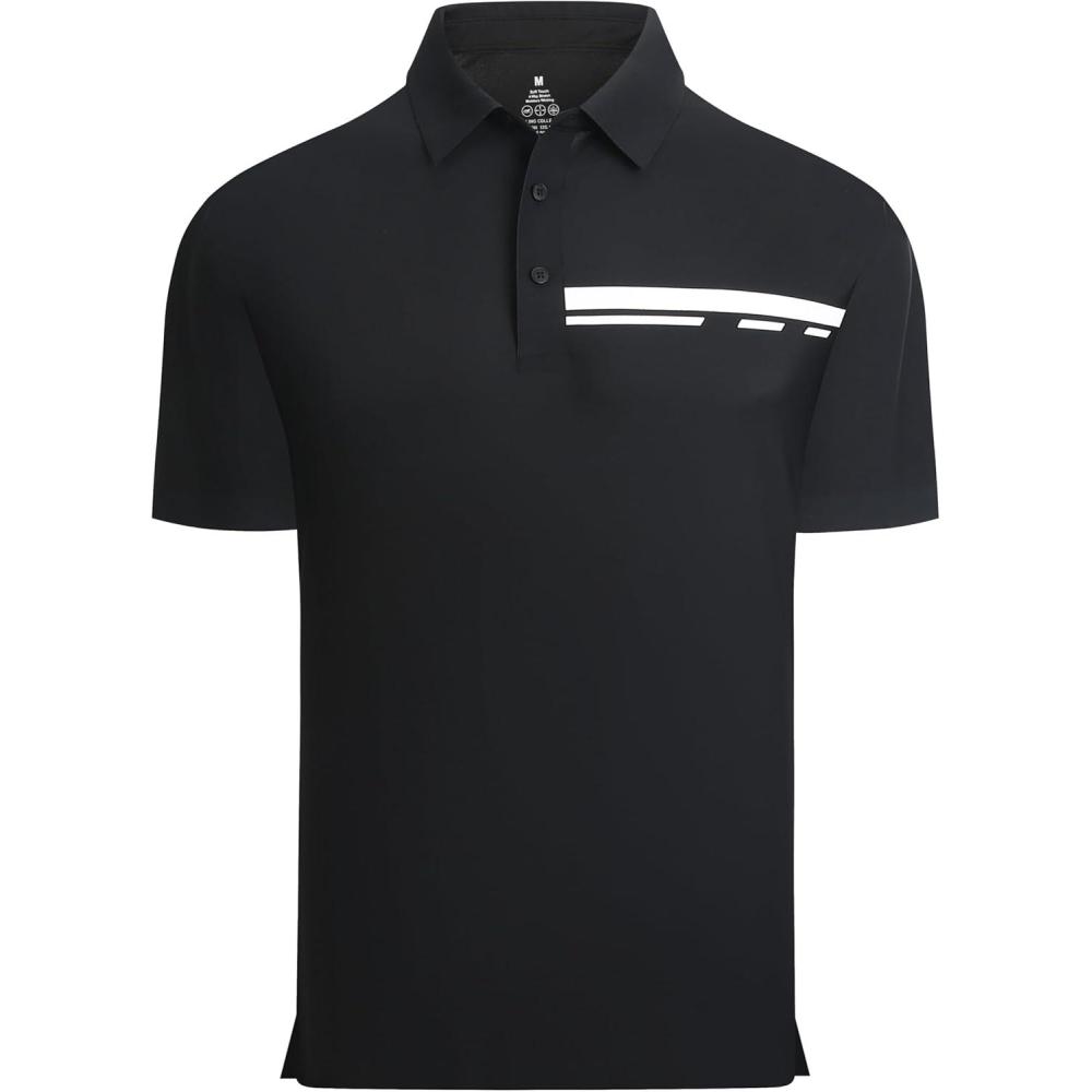 imageAlex Vando Mens Golf Shirt Moisture Wicking QuickDry Short Sleeve Casual Polo Shirts for MenBlack Pique