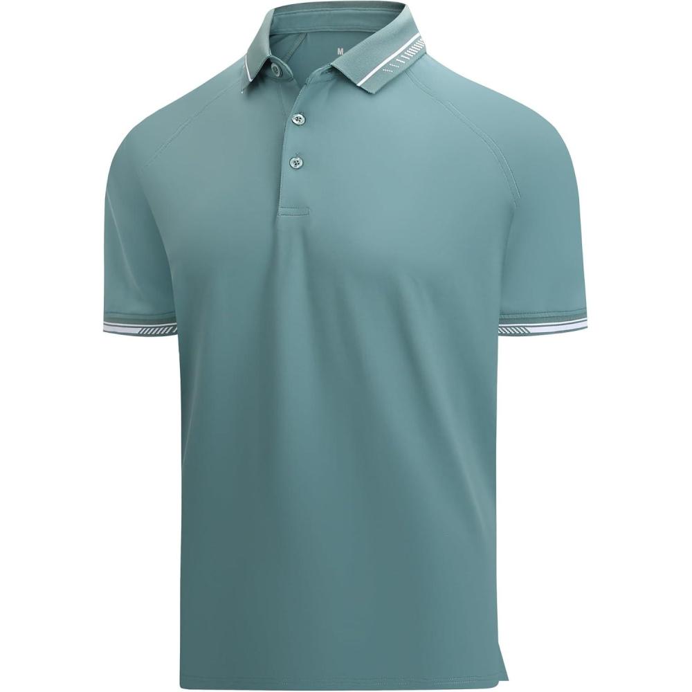 imageAlex Vando Mens Golf Shirt Moisture Wicking QuickDry Short Sleeve Casual Polo Shirts for MenGreen 189