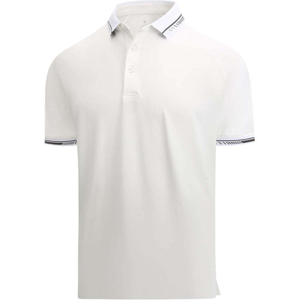 imageAlex Vando Mens Golf Shirt Moisture Wicking QuickDry Short Sleeve Casual Polo Shirts for MenWhite 189