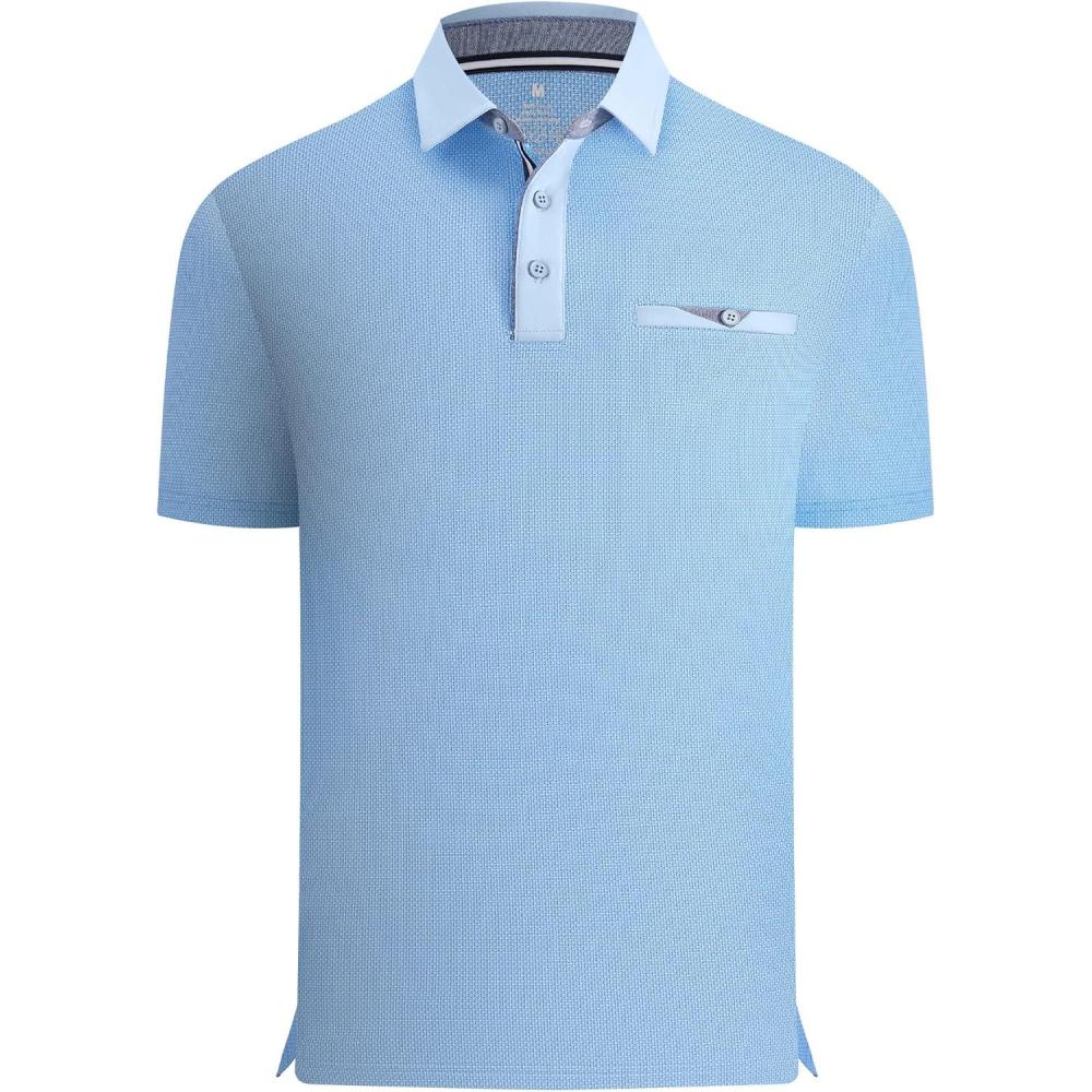 imageAlex Vando Mens Golf Shirts Moisture Wicking QuickDry Short Sleeve Print Performance Polo Shirts for MenBluedotwhite