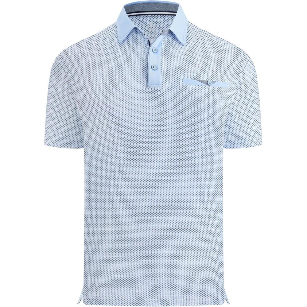 imageAlex Vando Mens Golf Shirts Moisture Wicking QuickDry Short Sleeve Print Performance Polo Shirts for MenBlueoval