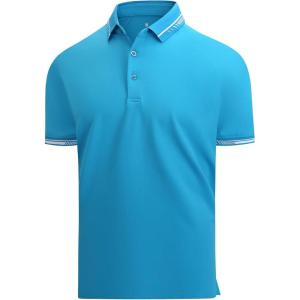 Alex Vando Mens Golf Shirt Moisture Wicking Quick-Dry Short Sleeve Casual Polo Shirts for Men(Aqua 189)