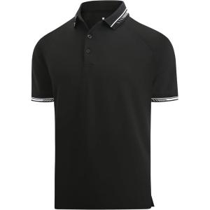Alex Vando Mens Golf Shirt Moisture Wicking Quick-Dry Short Sleeve Casual Polo Shirts for Men(Black 189)
