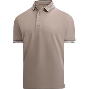 Alex Vando Mens Golf Shirt Moisture Wicking Quick-Dry Short Sleeve Casual Polo Shirts for Men(Dk Grey 189)
