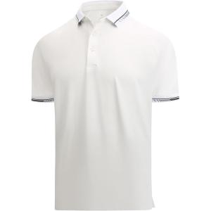 Alex Vando Mens Golf Shirt Moisture Wicking Quick-Dry Short Sleeve Casual Polo Shirts for Men(White 189)