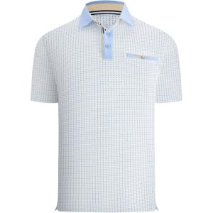 Alex Vando Mens Golf Shirts Moisture Wicking Quick-Dry Short Sleeve Print Performance Polo Shirts for Men(Bluediamonddots)