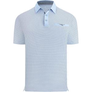 Alex Vando Mens Golf Shirts Moisture Wicking Quick-Dry Short Sleeve Print Performance Polo Shirts for Men(Blueoval)