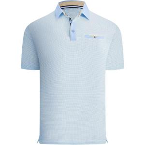 Alex Vando Mens Golf Shirts Moisture Wicking Quick-Dry Short Sleeve Print Performance Polo Shirts for Men(Lightbluedot)