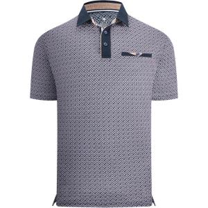 Alex Vando Mens Golf Shirts Moisture Wicking Quick-Dry Short Sleeve Print Performance Polo Shirts for Men(Navycircles)