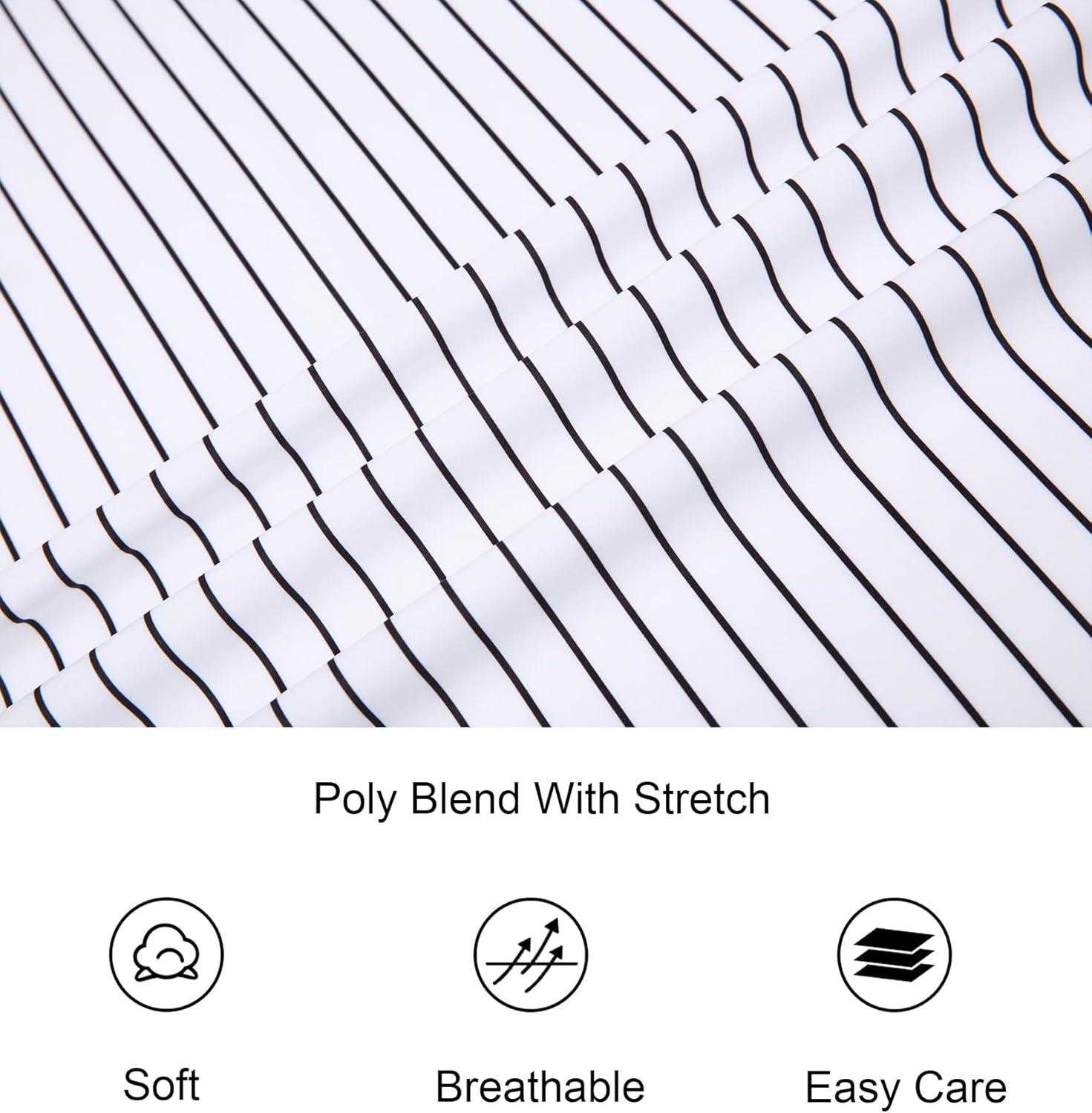 imageAlex Vando Mens Button Down Shirts Wrinkle Free 4Way Stretch Short Sleeve Business Casual ShirtWhite Stripe