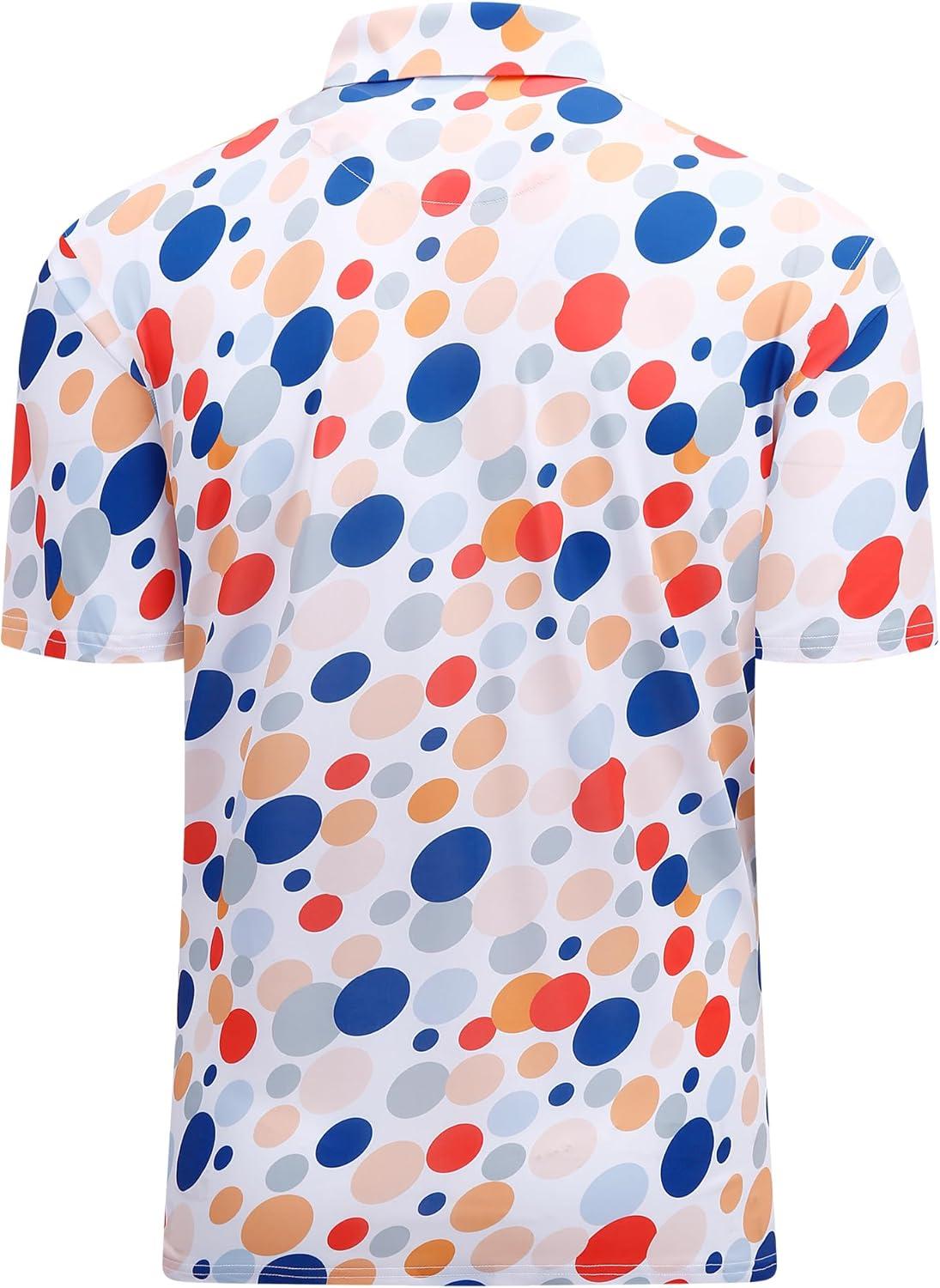 imageAlex Vando Mens Hawaiian Golf Shirt Moisture Wicking Digital Print Golf Shirts for Men90 Blue Circle