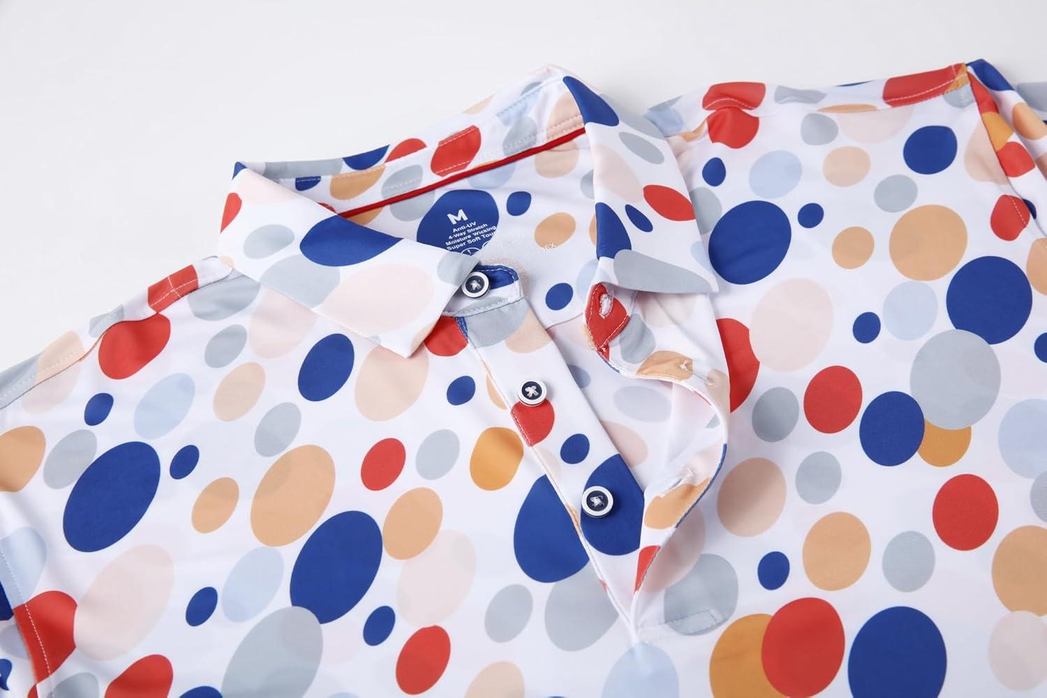 imageAlex Vando Mens Hawaiian Golf Shirt Moisture Wicking Digital Print Golf Shirts for Men90 Blue Circle