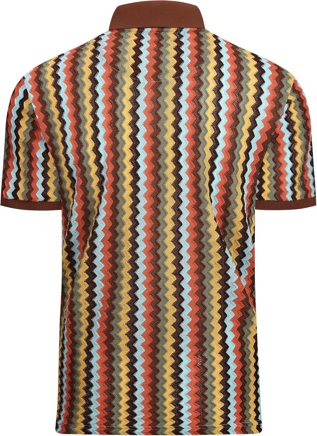 imageAlex Vando Mens Polo Shirts Short Sleeve Regular Fit Fashion Designed ShirtBlue Multi Lace