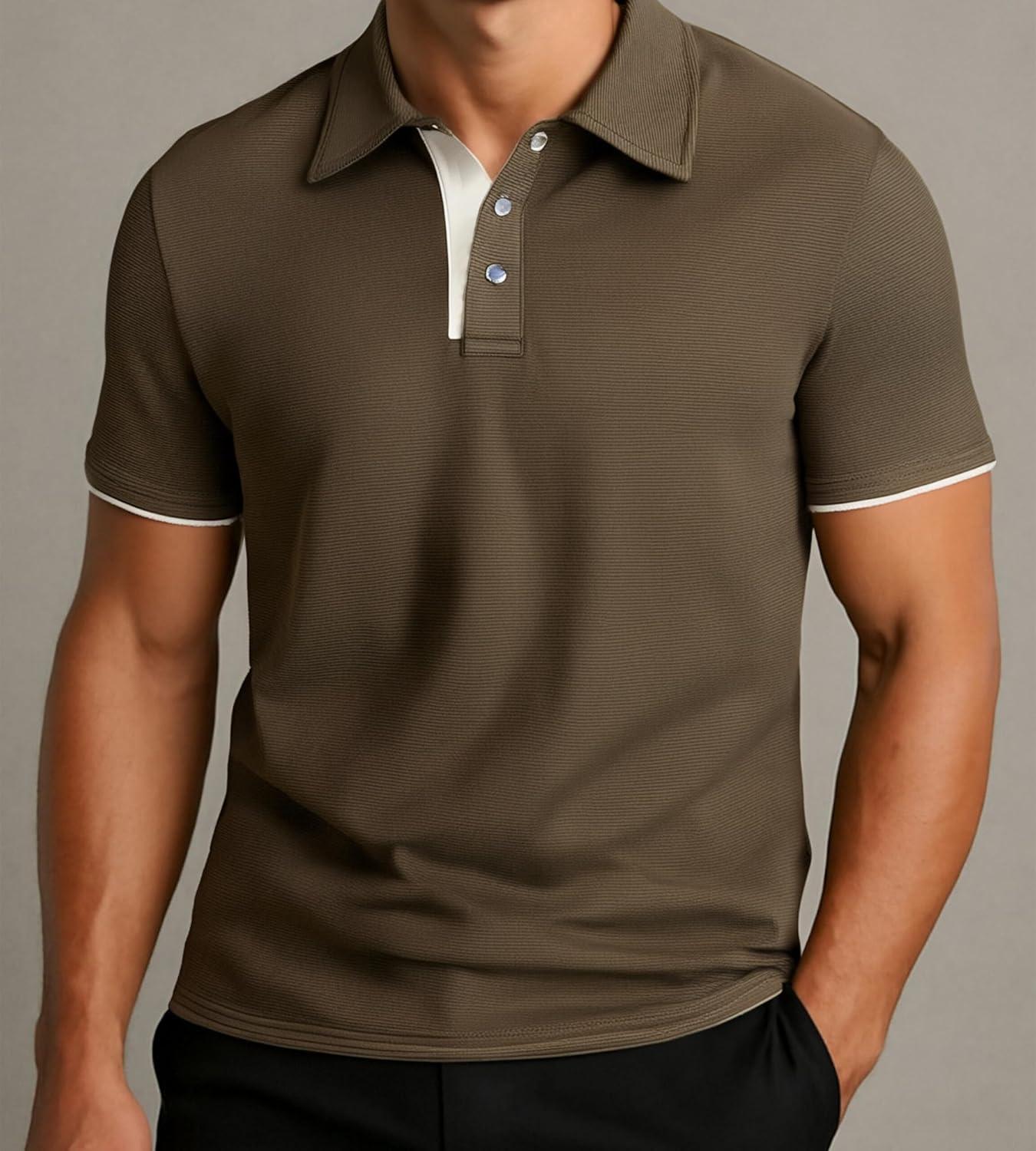 imageAlex Vando Mens Polo Shirts Short Sleeve Regular Fit Fashion Designed ShirtCoffee 54
