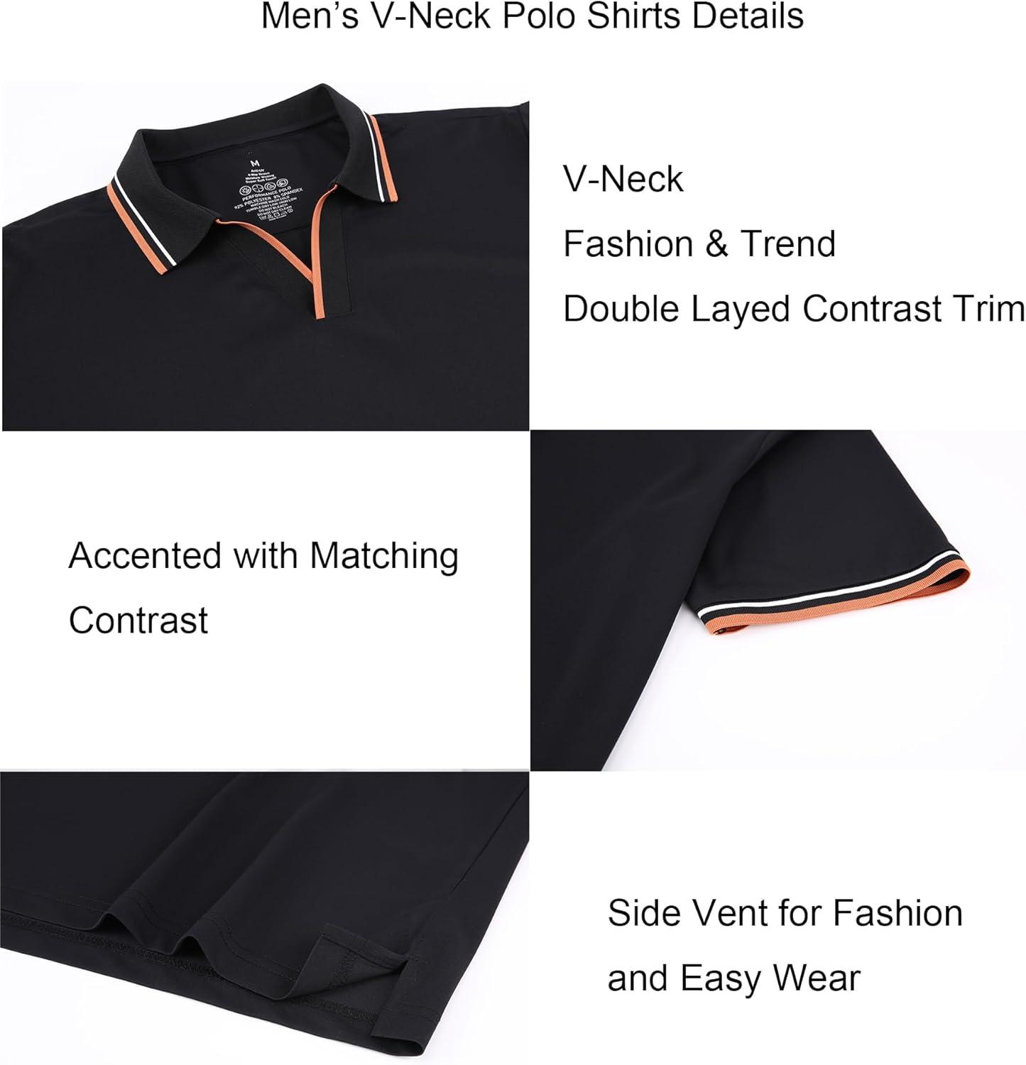 imageAlex Vando Mens Polo Shirts Short Sleeve Regular Fit Fashion Designed ShirtFashion Black