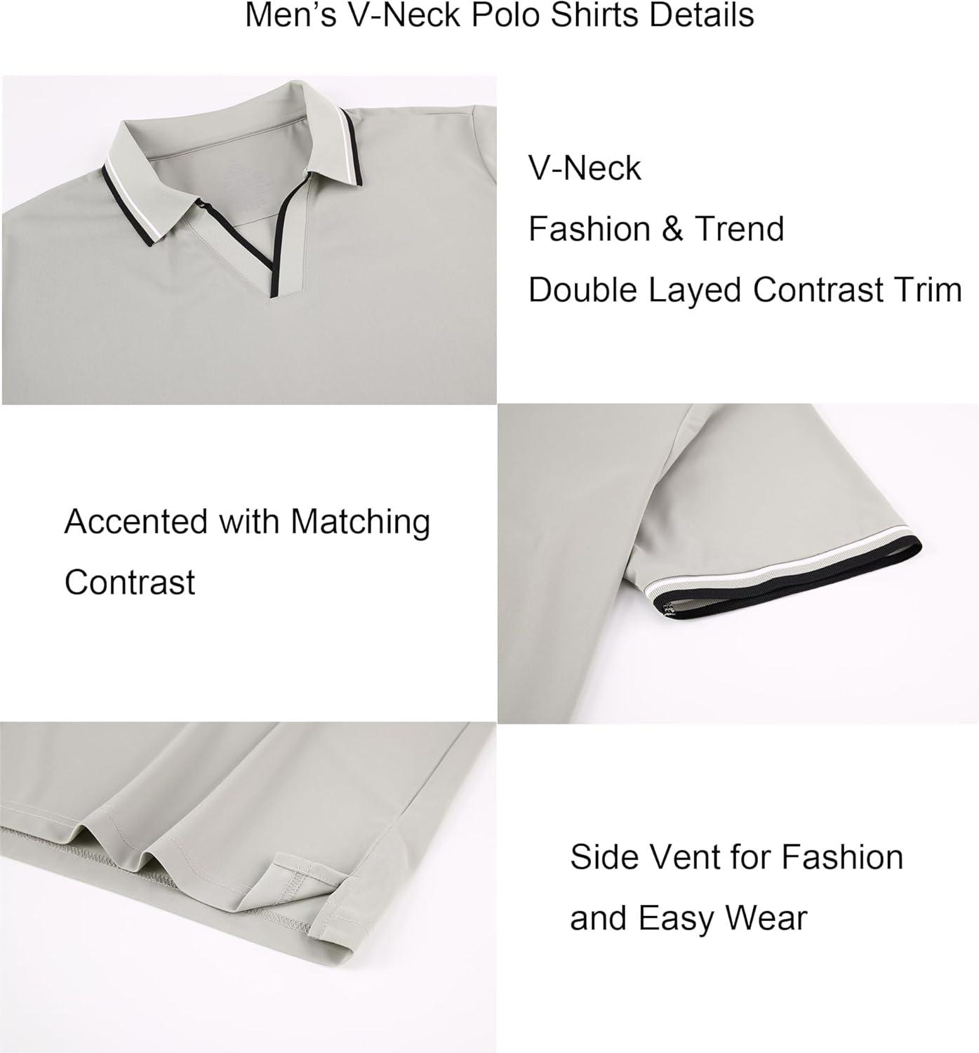 imageAlex Vando Mens Polo Shirts Short Sleeve Regular Fit Fashion Designed ShirtFashion Grey