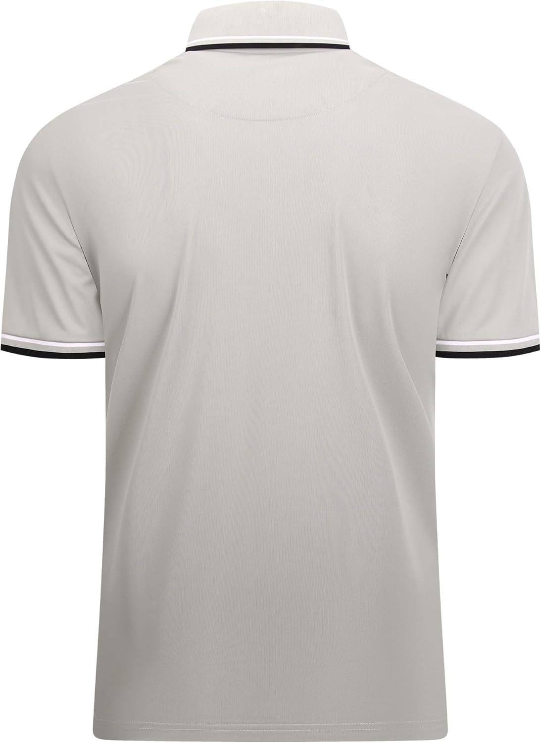 imageAlex Vando Mens Polo Shirts Short Sleeve Regular Fit Fashion Designed ShirtFashion Grey