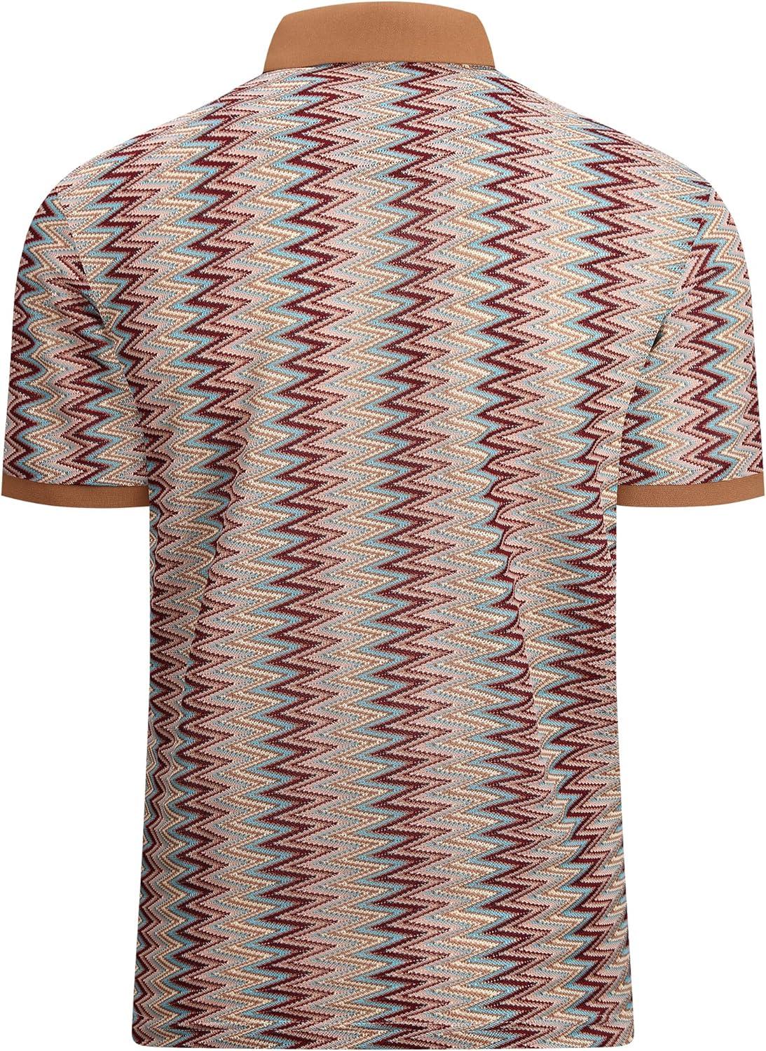imageAlex Vando Mens Polo Shirts Short Sleeve Regular Fit Fashion Designed ShirtKhaki Lace
