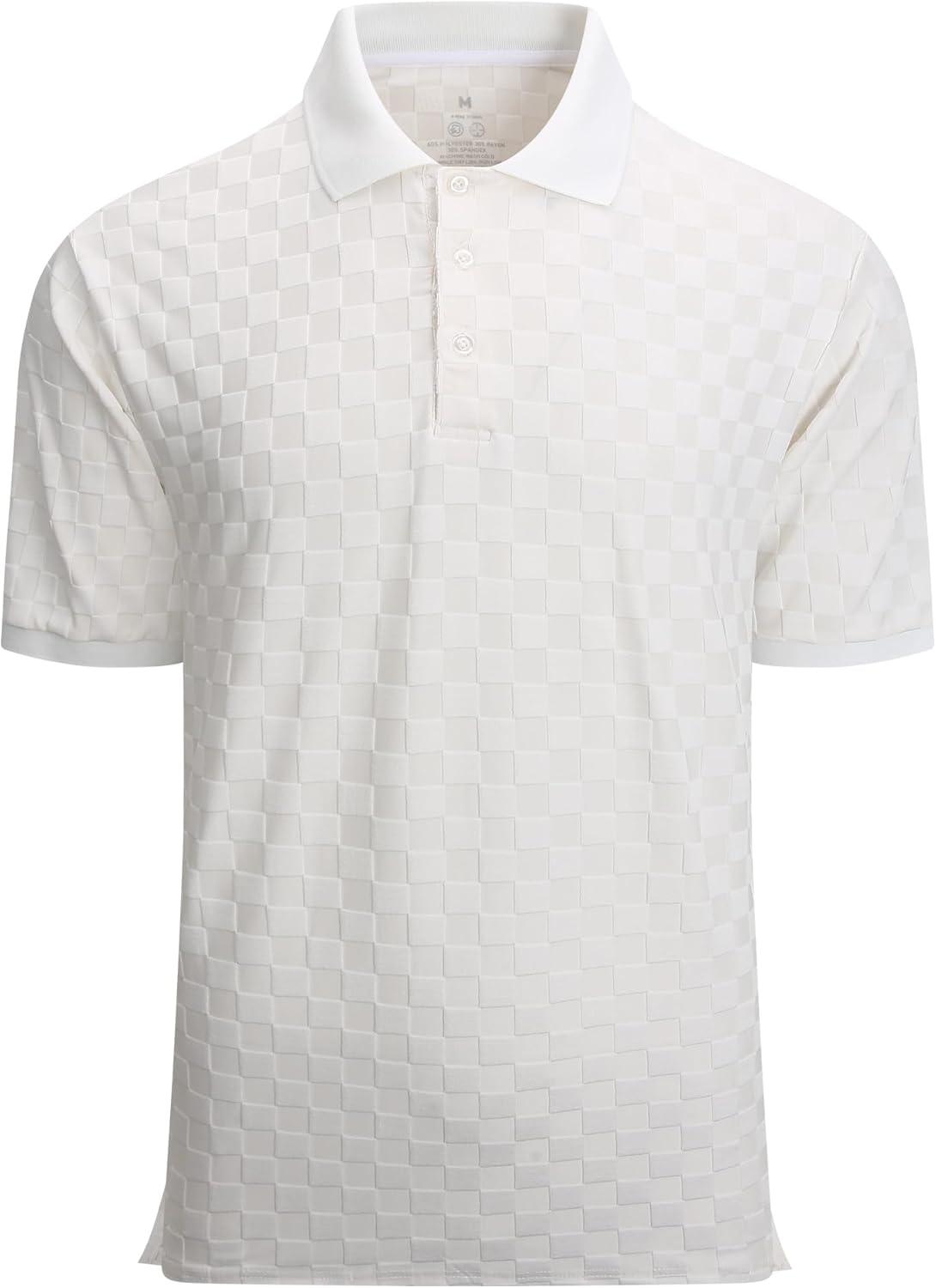 imageAlex Vando Mens Polo Shirts Short Sleeve Regular Fit Fashion Designed ShirtWhite Jacquard
