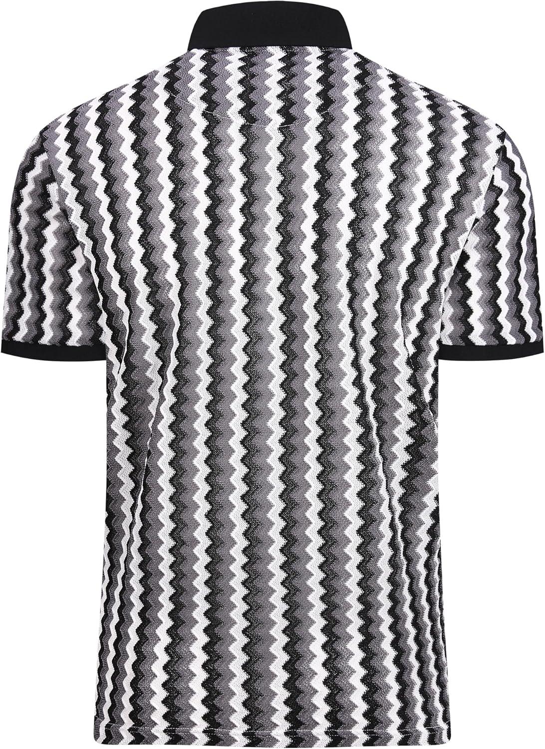 imageAlex Vando Mens Polo Shirts Short Sleeve Regular Fit Fashion Designed ShirtWhite Multi Lace