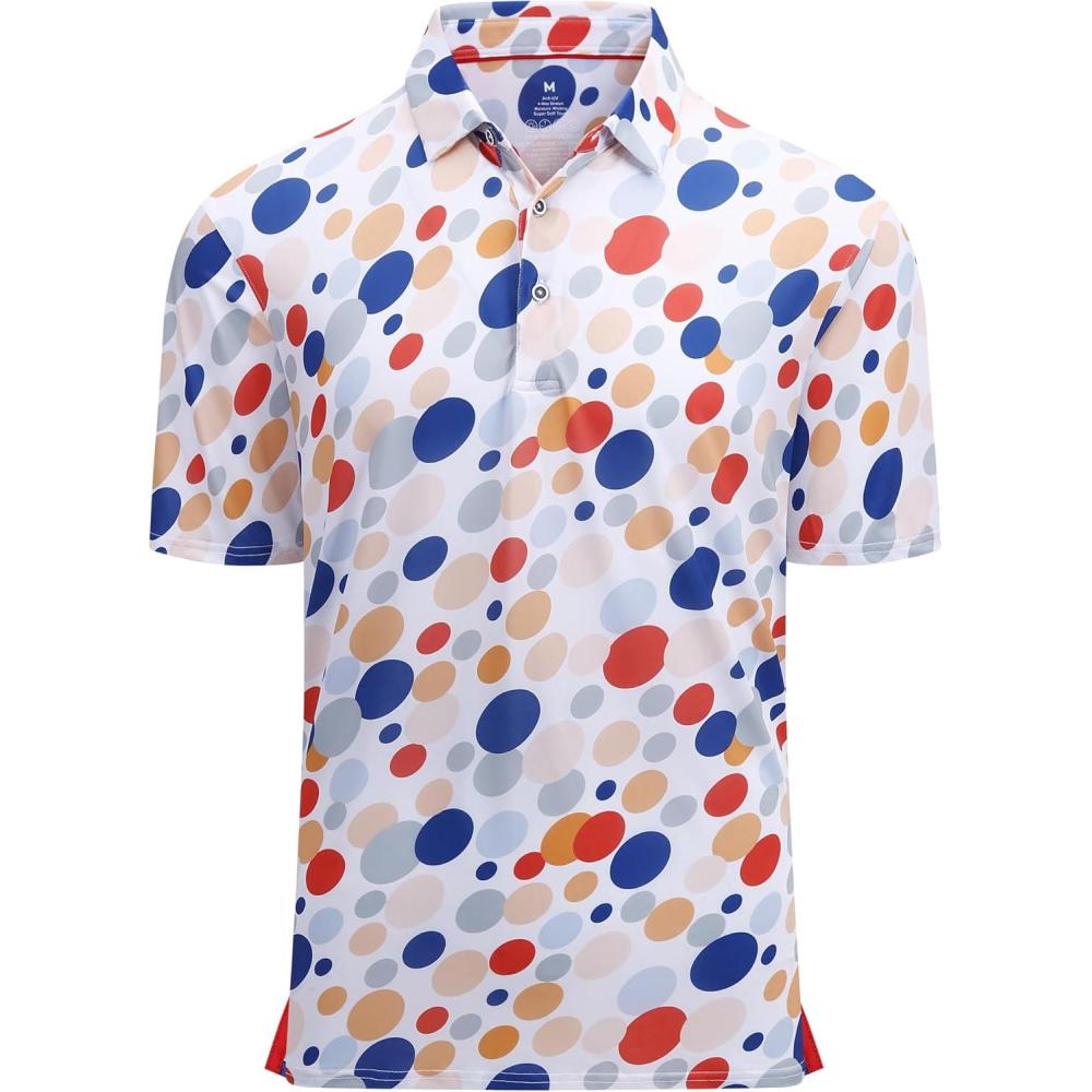 imageAlex Vando Mens Hawaiian Golf Shirt Moisture Wicking Digital Print Golf Shirts for Men90 Blue Circle