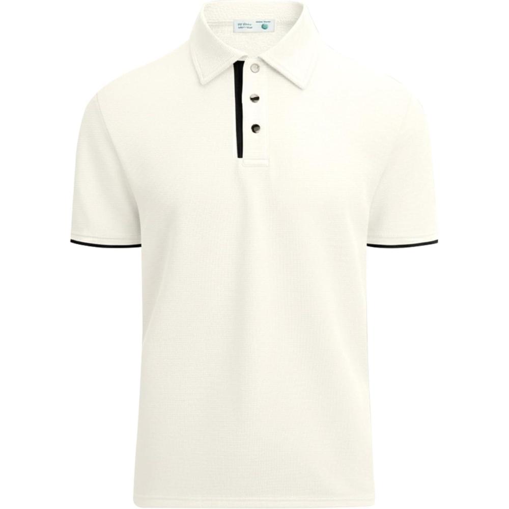 imageAlex Vando Mens Polo Shirts Short Sleeve Regular Fit Fashion Designed ShirtApricot 54