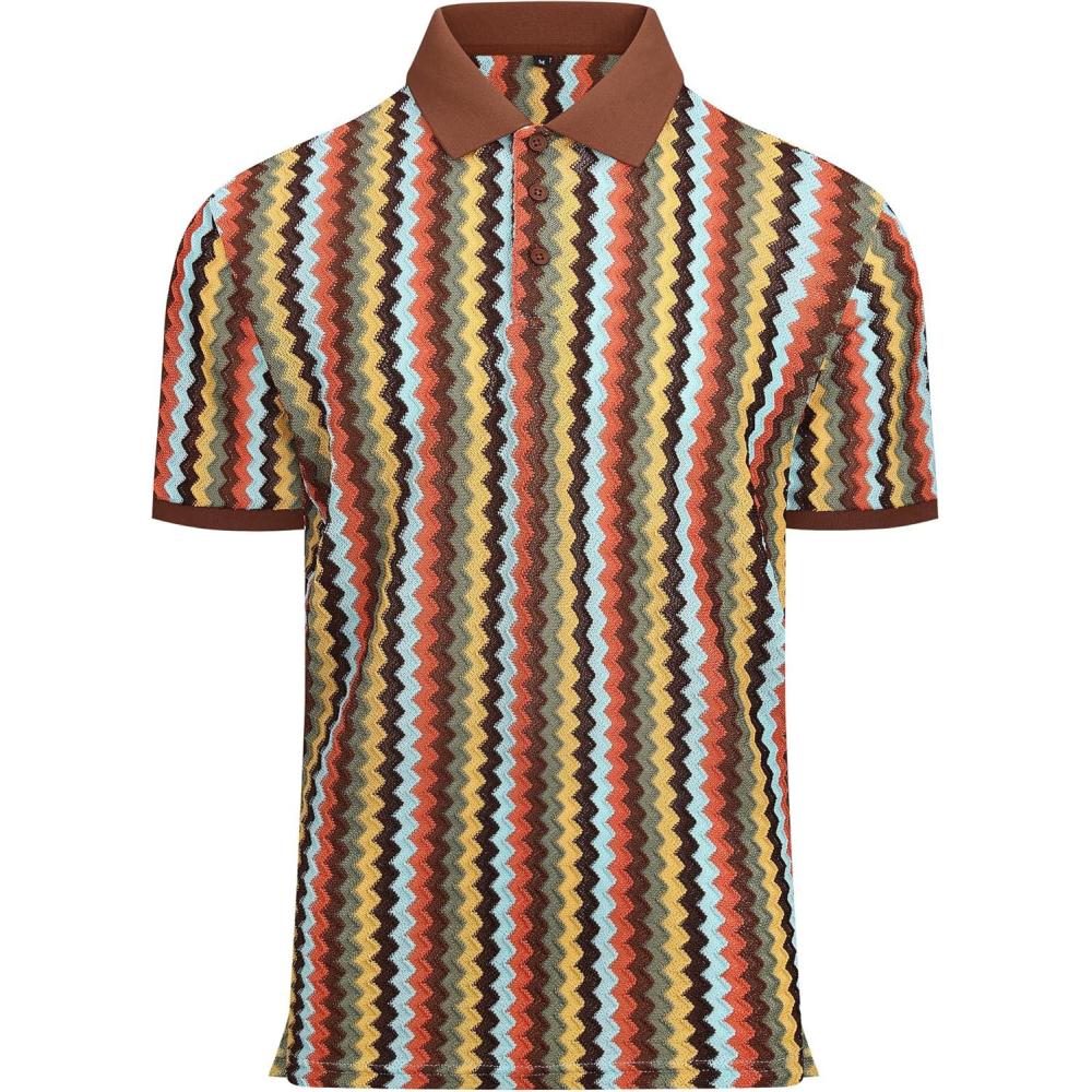 imageAlex Vando Mens Polo Shirts Short Sleeve Regular Fit Fashion Designed ShirtBlue Multi Lace