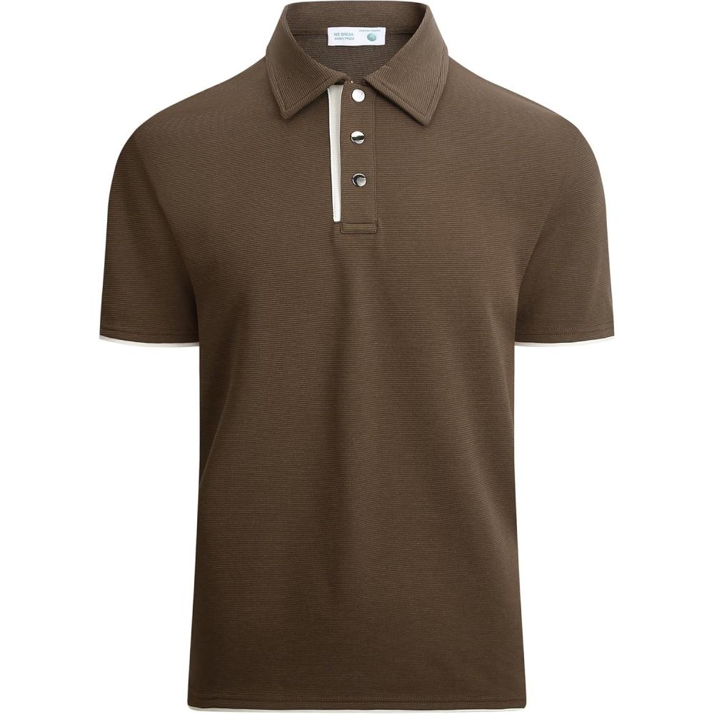 imageAlex Vando Mens Polo Shirts Short Sleeve Regular Fit Fashion Designed ShirtCoffee 54