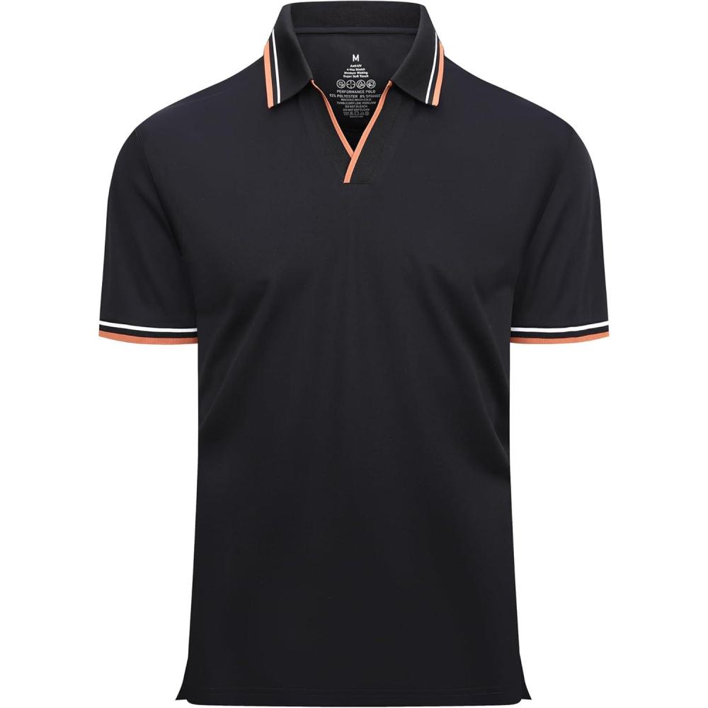 imageAlex Vando Mens Polo Shirts Short Sleeve Regular Fit Fashion Designed ShirtFashion Black