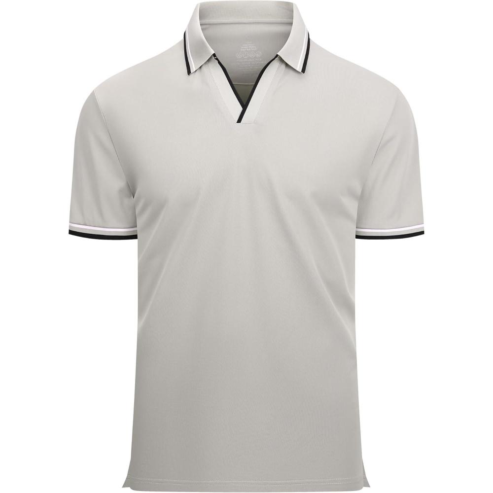 imageAlex Vando Mens Polo Shirts Short Sleeve Regular Fit Fashion Designed ShirtFashion Grey
