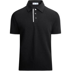 Alex Vando Mens Polo Shirts Short Sleeve Regular Fit Fashion Designed Shirt(Black 54)