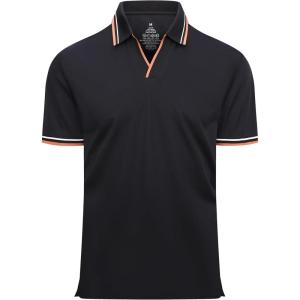 Alex Vando Mens Polo Shirts Short Sleeve Regular Fit Fashion Designed Shirt(Fashion Black)