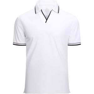 Alex Vando Mens Polo Shirts Short Sleeve Regular Fit Fashion Designed Shirt(Fashion White)