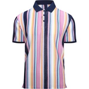 Alex Vando Mens Polo Shirts Short Sleeve Regular Fit Fashion Designed Shirt(Pink Multi Lace)