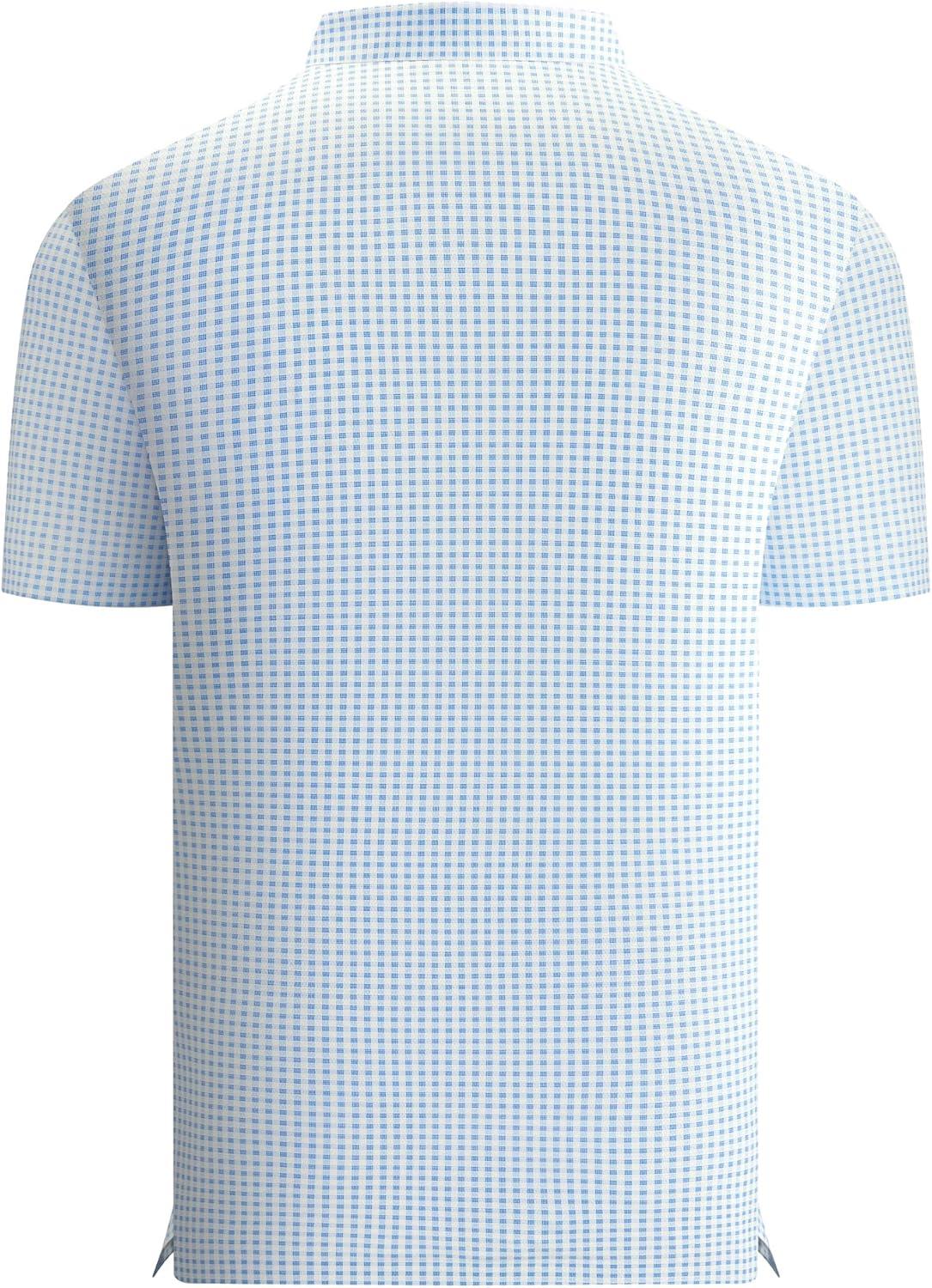 imageAlex Vando Mens Printed Golf Shirt Cooling Performance Short Sleeve Stretch Dress Polo Shirts MenBlue Dots Check