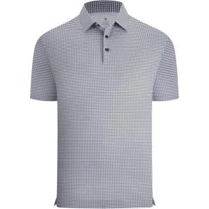 Alex Vando Men’s Printed Golf Shirt Cooling Performance Short Sleeve Stretch Dress Polo Shirts Men(Navy Grey Check)