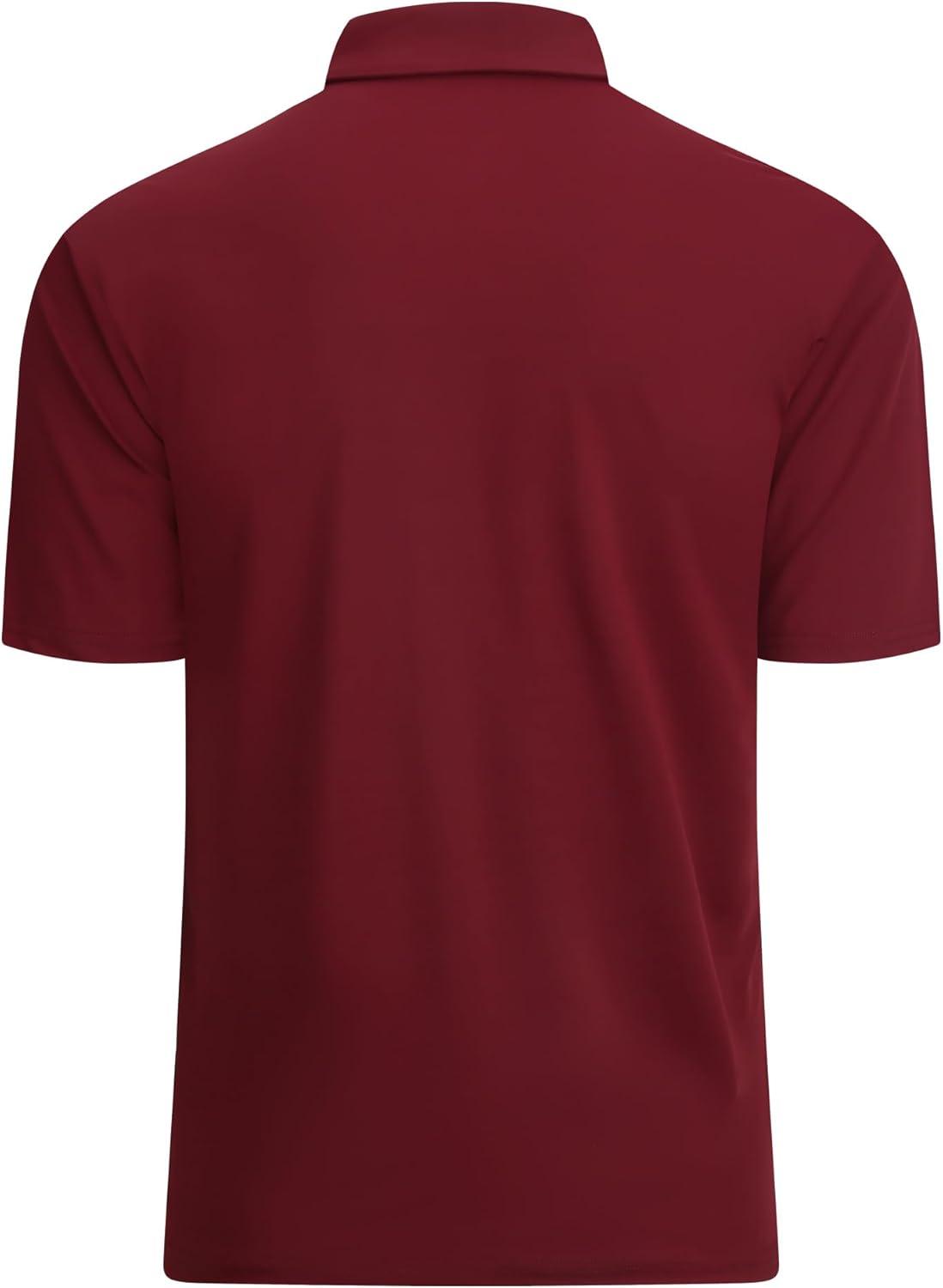 imageAlex Vando Mens Golf Shirt Moisture Wicking QuickDry Short Sleeve Casual Polo Shirts for MenBurgundy Stripe 87