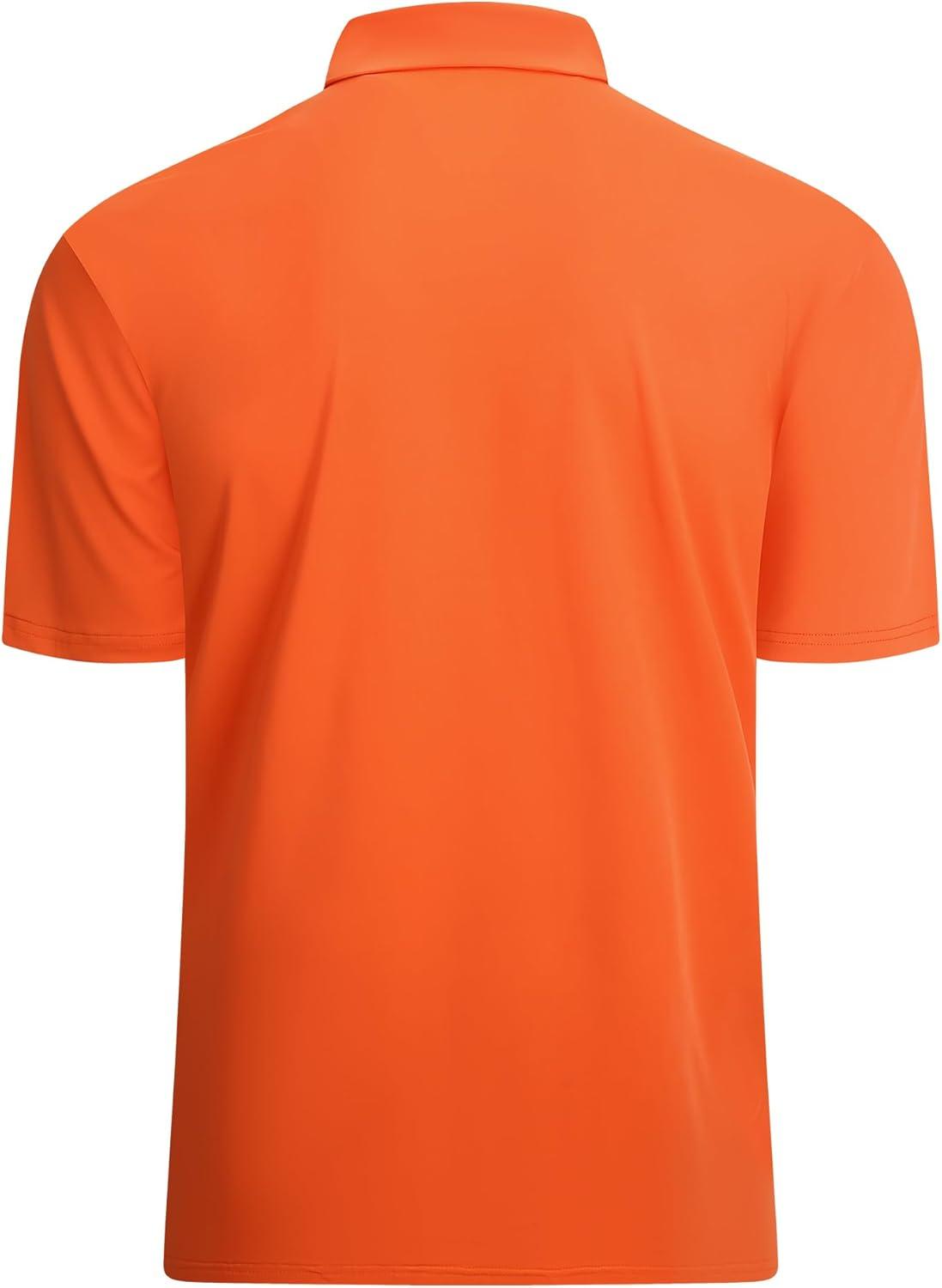 imageAlex Vando Mens Golf Shirt Moisture Wicking QuickDry Short Sleeve Casual Polo Shirts for MenOrange Stripe 87