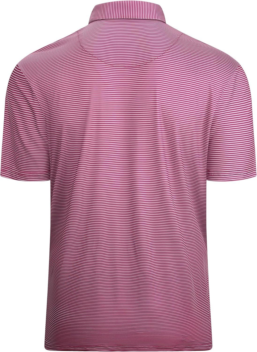 imageAlex Vando Mens Golf Shirt Moisture Wicking QuickDry Short Sleeve Casual Polo Shirts for MenRed Stripe 215