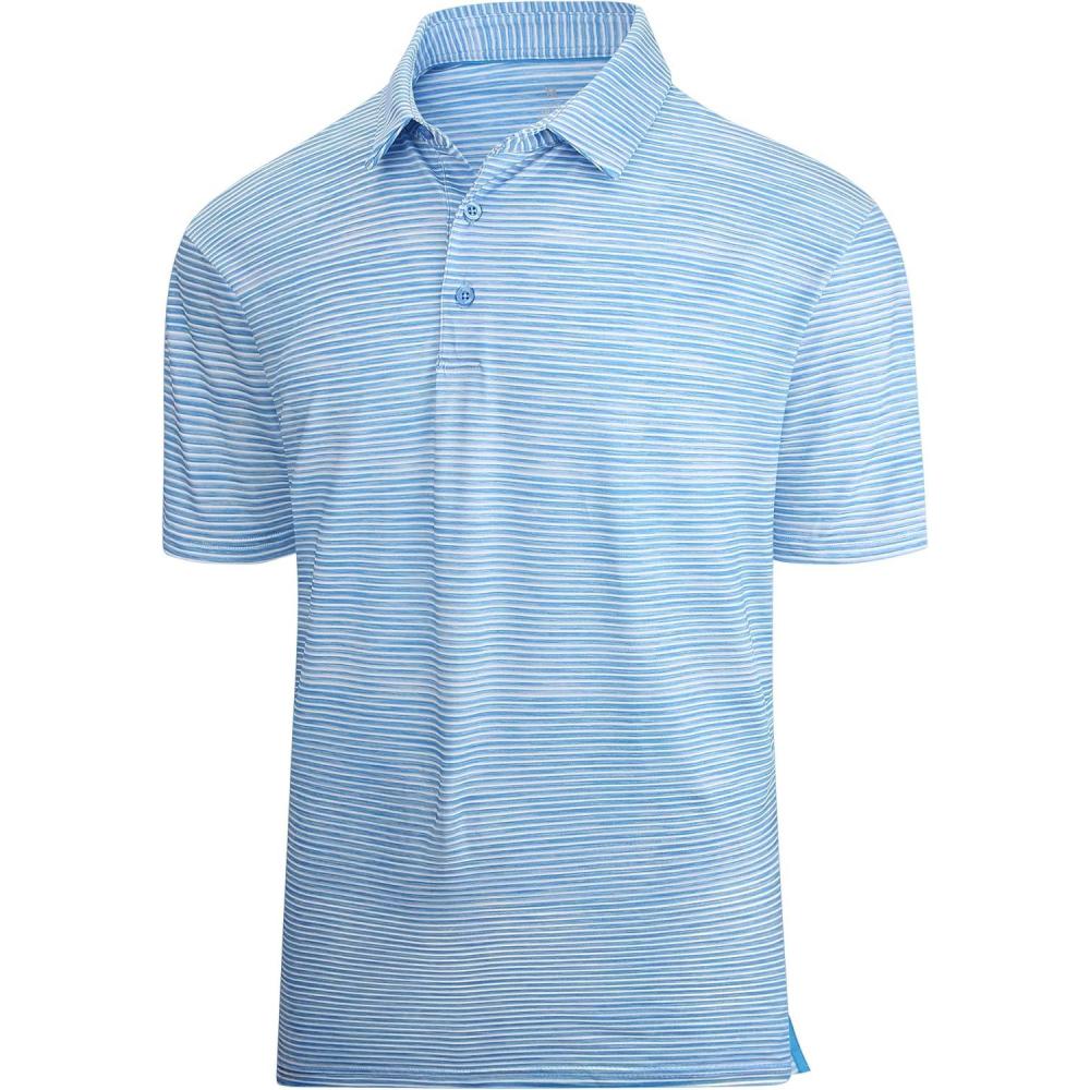 imageAlex Vando Mens Golf Shirt Moisture Wicking QuickDry Short Sleeve Casual Polo Shirts for MenBlue Stripe 509