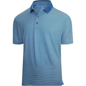 Alex Vando Mens Golf Shirt Moisture Wicking Quick-Dry Short Sleeve Casual Polo Shirts for Men(Blue Stripe 215)