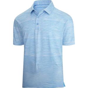 Alex Vando Mens Golf Shirt Moisture Wicking Quick-Dry Short Sleeve Casual Polo Shirts for Men(Blue Stripe 509)