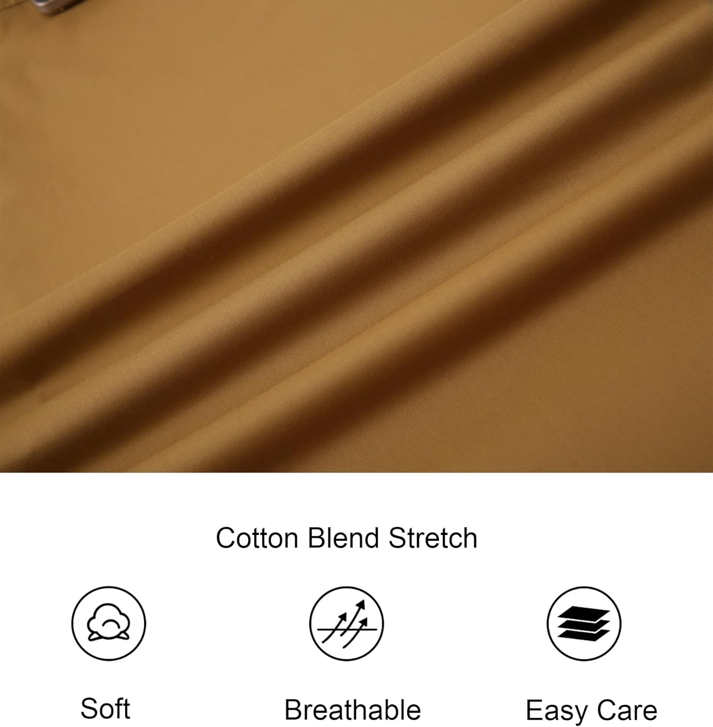 imageAlex Vando Mens Cotton Stretch Dress Shirt Regular Fit Fashion Contrast Button Down Business Casual ShirtsKhaki