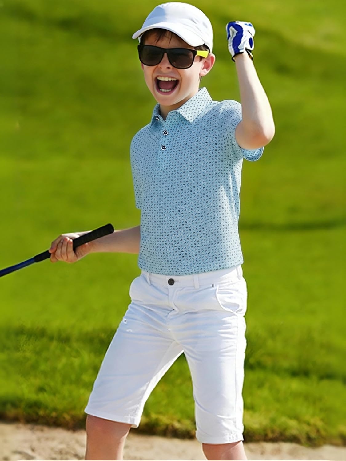 image:imageAlex Vando Boys Polo Shirt Hawaiian Golf Short Sleeve Moisture Wicking Quick Dry Stretch Print Casual Summer TopsBluedots