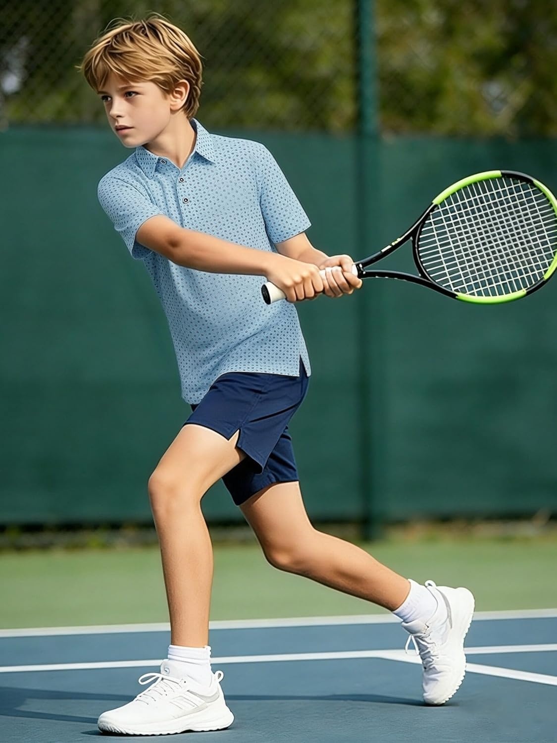 image:imageAlex Vando Boys Polo Shirt Hawaiian Golf Short Sleeve Moisture Wicking Quick Dry Stretch Print Casual Summer TopsBluedots