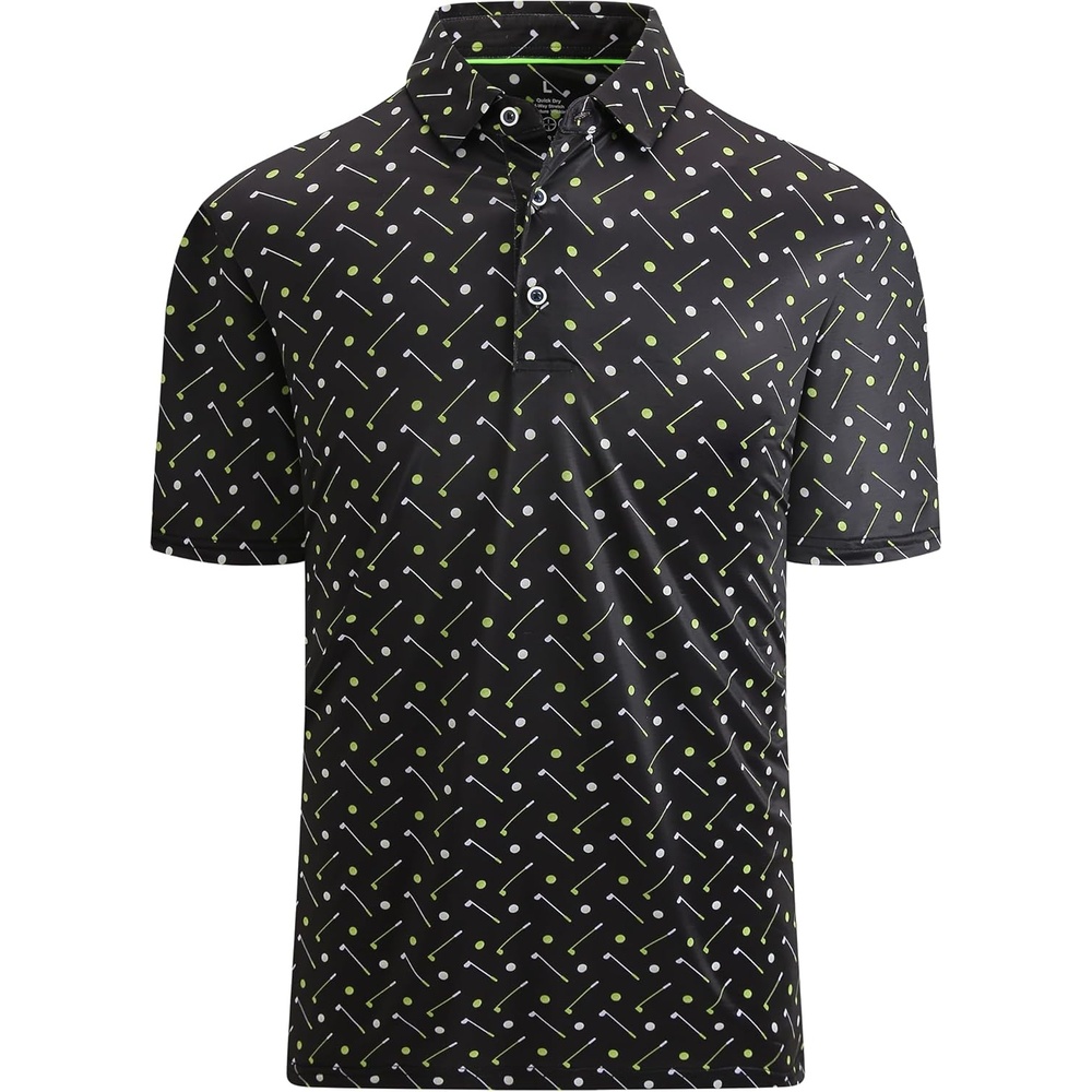 image:imageAlex Vando Boys Polo Shirt Hawaiian Golf Short Sleeve Moisture Wicking Quick Dry Stretch Print Casual Summer TopsBlackgolf
