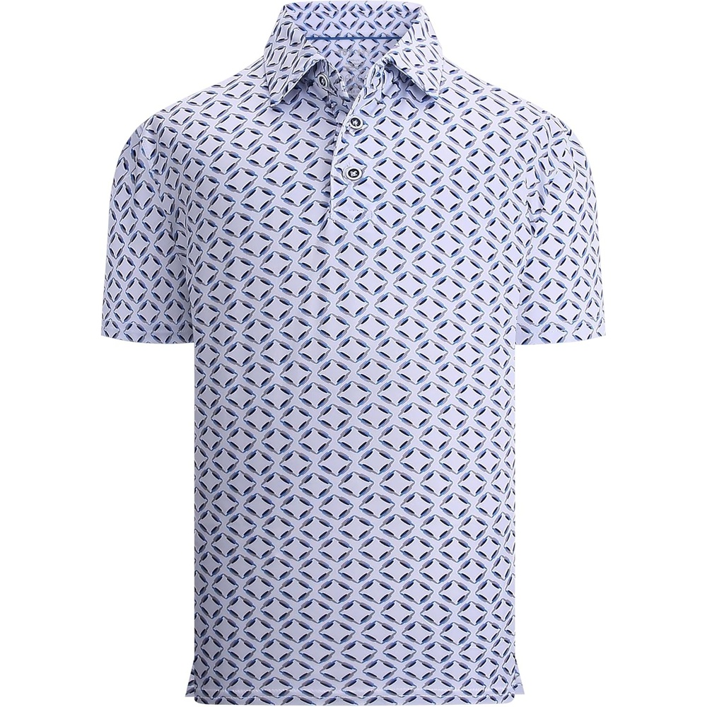 image:imageAlex Vando Boys Polo Shirt Hawaiian Golf Short Sleeve Moisture Wicking Quick Dry Stretch Print Casual Summer TopsBluesquare