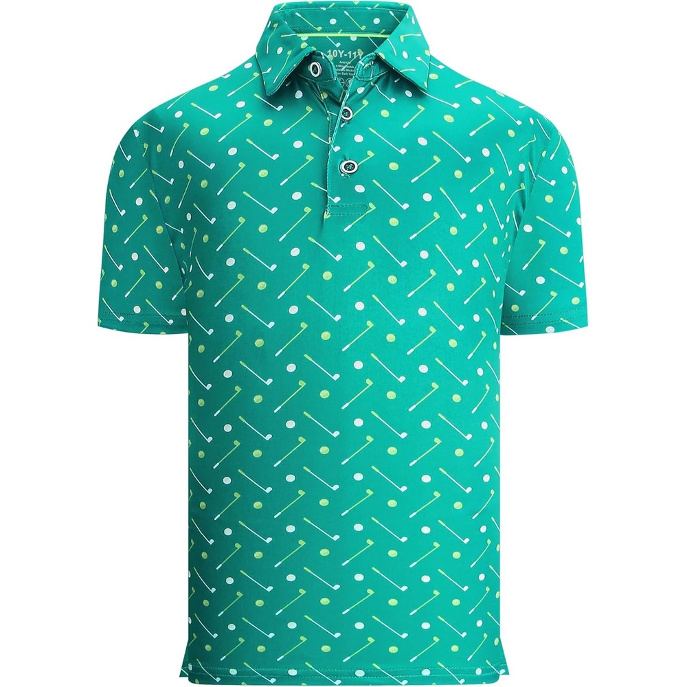 image:imageAlex Vando Boys Polo Shirt Hawaiian Golf Short Sleeve Moisture Wicking Quick Dry Stretch Print Casual Summer TopsGreengolf2