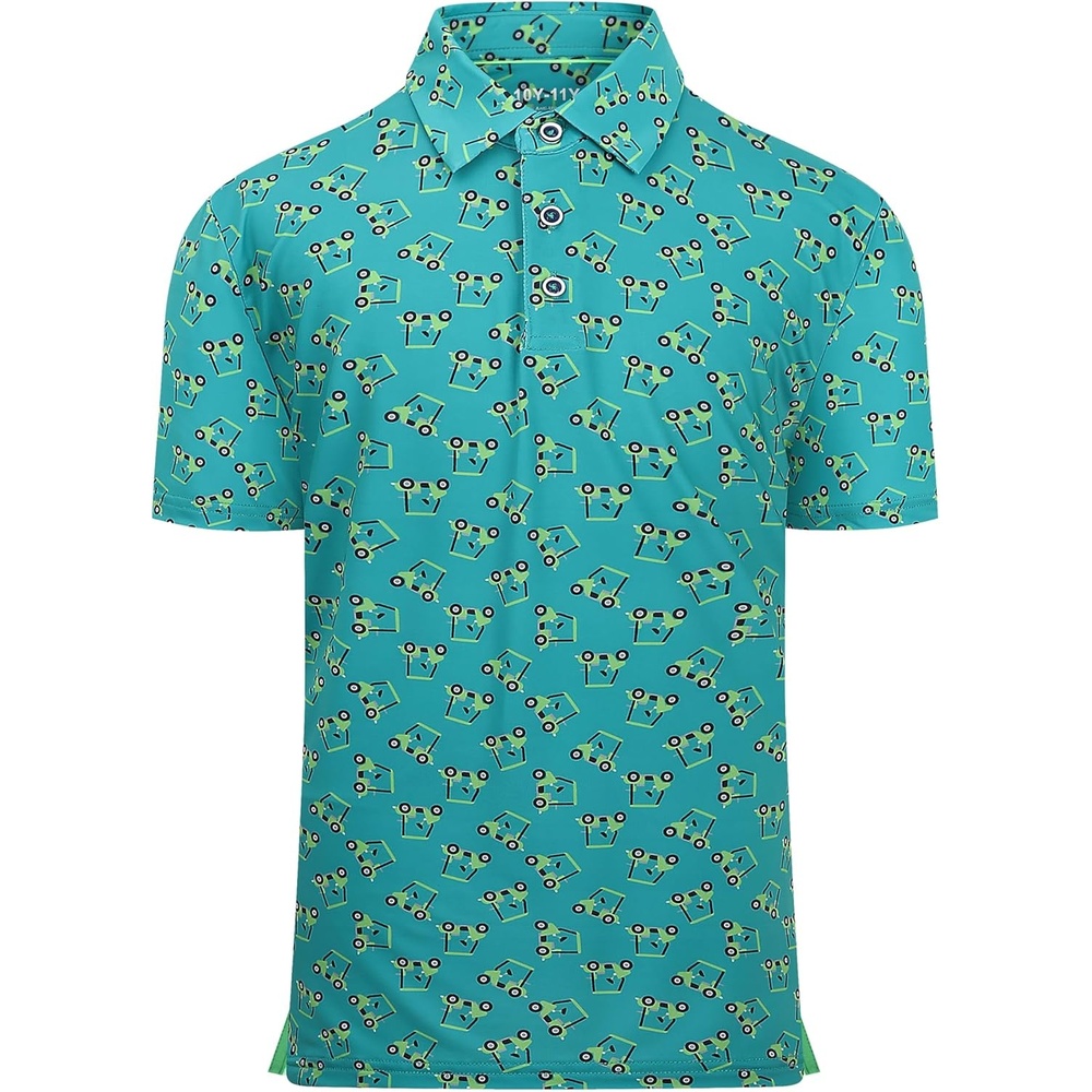 image:imageAlex Vando Boys Polo Shirt Hawaiian Golf Short Sleeve Moisture Wicking Quick Dry Stretch Print Casual Summer TopsGreensightseeing
