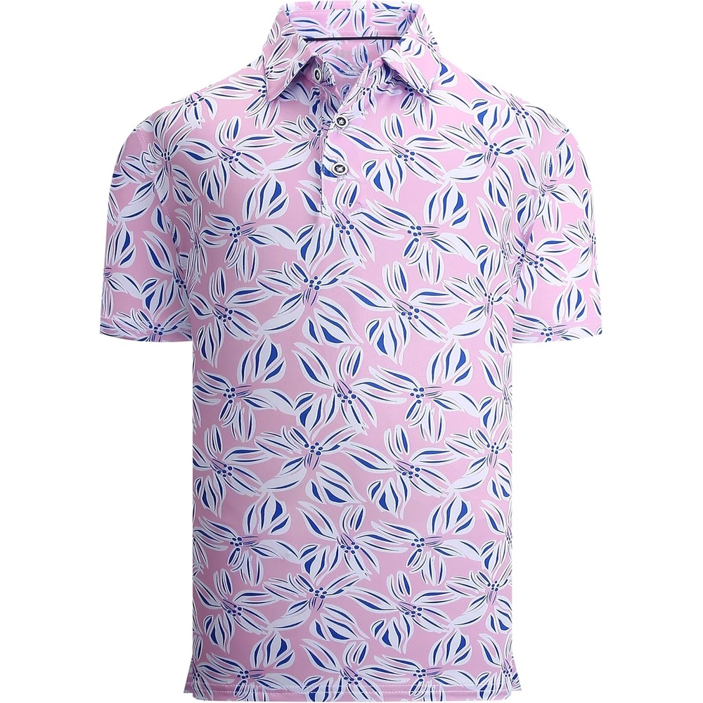 image:imageAlex Vando Boys Polo Shirt Hawaiian Golf Short Sleeve Moisture Wicking Quick Dry Stretch Print Casual Summer TopsPinkleaf